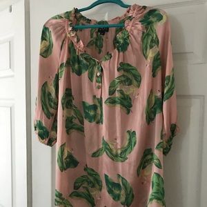 Pink and palms silky blouse